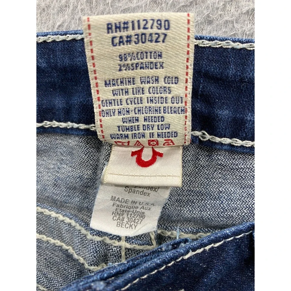 True Religion Becky Bootcut Jeans Womens 32x32 Low Rise Dark Wash Y2K USA Made